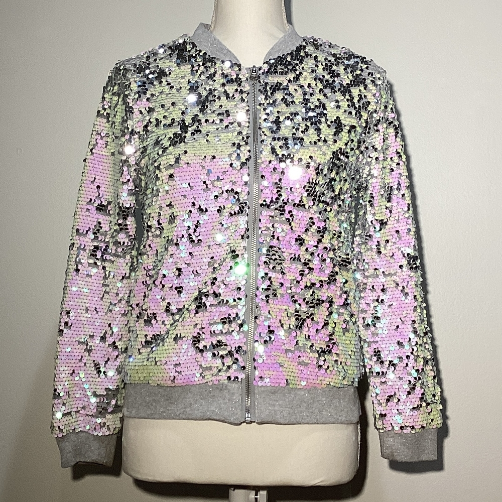 Wonder Nation Pink and Silver Sequin Bomber Jacket